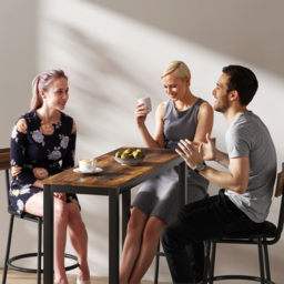 HOMCOM Rectangular Bar Table, Wood Effect Pub Coffee Table for Small Space, Breakfast Dining, Kitchen, Industrial, Rustic Brown - thumbnail 9