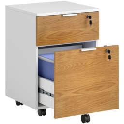 HOMCOM 2 Drawer Filing Cabinet w/ Lock & Wheels, Mobile File Cabinet w/ Adjustable Hanging Bars for A4 & Letter, Under Desk Office Cabinet - Aosom UK