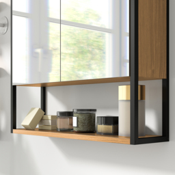 HOMCOM Bathroom Mirror Cabinet with Soft-Close Doors and Adjustable Shelf - Natural Wood Finish - thumbnail 9