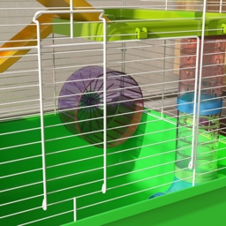 PawHut Hamster Cage w/ Water Bottle, Exercise Wheel, Tubes, Ramps - Green - Aosom UK - thumbnail 8