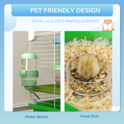PawHut Hamster Cage w/ Water Bottle, Exercise Wheel, Tubes, Ramps - Green - Aosom UK - thumbnail 5