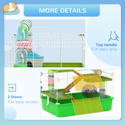 PawHut Hamster Cage w/ Water Bottle, Exercise Wheel, Tubes, Ramps - Green - Aosom UK - thumbnail 7