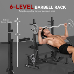 HOMCOM Multi-Exercise Full-Body Weight Rack with Bench Press, Leg Extension, Chest Fly Resistance Band & Preacher Curl - thumbnail 5