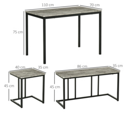 HOMCOM Table with 4 Chairs with Steel Frame, Dining Table and Chairs Set for 4 People, 4 Piece Dining Room Sets, Grey - Aosom UK - thumbnail 3
