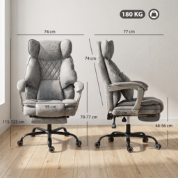 HOMCOM Executive Office Chair, Leathaire Big and Tall Office Chair 180 kg with Wide Seat, Reclining, Lumbar Support, Grey - thumbnail 3
