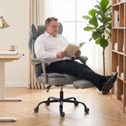 HOMCOM Executive Office Chair, Leathaire Big and Tall Office Chair 180 kg with Wide Seat, Reclining, Lumbar Support, Grey - thumbnail 8