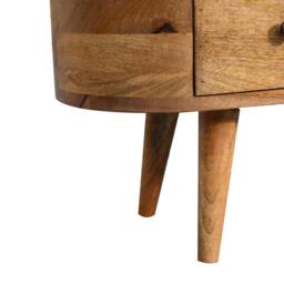 Solid Wood Mini Rounded Entertainment Unit with 2 Smooth‑Gliding Drawers, Handcrafted Table with Open Slot, 30L x 100W x 37H cm, Brown - Aosom UK - thumbnail 5
