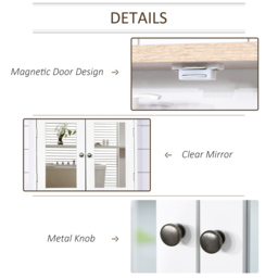 kleankin Bathroom Furniture Set, Mirror Cabinet Wall Mounted with Adjustable Shelf, Bathroom Sink Cabinet, White and Wood Grain - Aosom UK - thumbnail 5