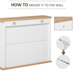 kleankin Bathroom Furniture Set, Mirror Cabinet Wall Mounted with Adjustable Shelf, Bathroom Sink Cabinet, White and Wood Grain - Aosom UK - thumbnail 6