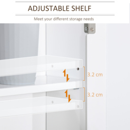 kleankin Bathroom Furniture Set, Mirror Cabinet Wall Mounted with Adjustable Shelf, Bathroom Sink Cabinet, White and Wood Grain - Aosom UK - thumbnail 4