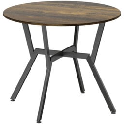HOMCOM Dining Table, Round Kitchen Table with Black Legs, Anti-slip Foot Pads for Living Room, Dining Room 90 x 76 cm, Rustic Brown - thumbnail 1
