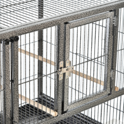PawHut Double Rolling Metal Bird Cage Parrot Cage with Removable Metal Tray, Storage Shelf, Wood Perch, and Food Container - thumbnail 9