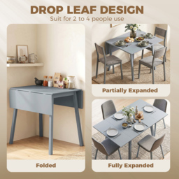 HOMCOM Solid Wood Folding Dining Table, Drop Leaf Table for 2-4 People,  Rectangle Kitchen Table - thumbnail 4