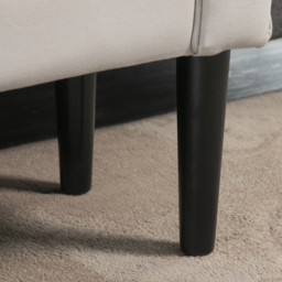 HOMCOM Small Linen Upholstered Ottoman Bench with Rolled Arm End, Elegant Wooden Legs, Compact Design, Grey - Aosom UK - thumbnail 8