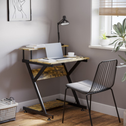 HOMCOM Computer Table with Monitor Shelf & Storage, Compact R-Shaped Workstation for Home Office, Study or Gaming, Rustic Brown - Aosom UK - thumbnail 6