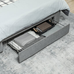 HOMCOM Double Size Ottoman Bed Frame, with Front Drawer - Grey - thumbnail 8
