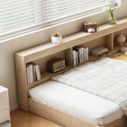 3FT Single Bed with Storage Space, Durable MDF and Plywood, Wooden Bed Frame for Adults and Teenagers, 208L x 108W x 60H cm, White Oak - Aosom.UK - thumbnail 8