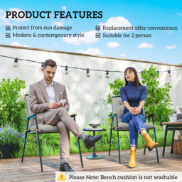 Outsunny Set of Two Outdoor Seat Cushions - Light Grey - thumbnail 5