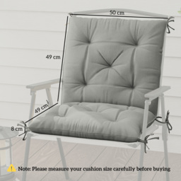 Outsunny Set of Two Outdoor Seat Cushions - Light Grey - thumbnail 3