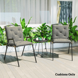 Outsunny Set of Two Outdoor Seat Cushions - Light Grey - thumbnail 8