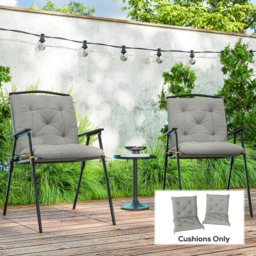 Outsunny Set of Two Outdoor Seat Cushions - Light Grey - thumbnail 2