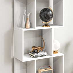 HOMCOM Bookcase, S-Shaped Wooden Bookshelf, 5 Tiers Freestanding Storage Shelf, Home Office Display Stand Rack, White - thumbnail 9