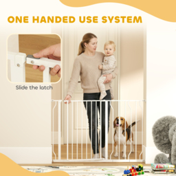 PawHut Dog Gate Dog Gate for Stairs Stays for Doorways, Corridors, Staircases, Firmly Upright When in Use, 75-115cm, White - Aosom UK - thumbnail 5