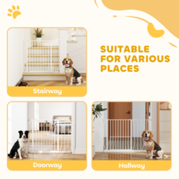 PawHut Dog Gate Dog Gate for Stairs Stays for Doorways, Corridors, Staircases, Firmly Upright When in Use, 75-115cm, White - Aosom UK - thumbnail 7