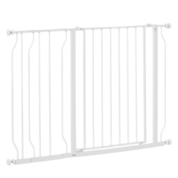 PawHut Dog Gate Dog Gate for Stairs Stays for Doorways, Corridors, Staircases, Firmly Upright When in Use, 75-115cm, White - Aosom UK