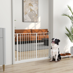 PawHut Dog Gate Dog Gate for Stairs Stays for Doorways, Corridors, Staircases, Firmly Upright When in Use, 75-115cm, White - Aosom UK - thumbnail 2