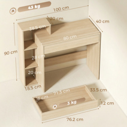 HOMCOM Desk with Storage, Computer Desk with 3 Open Shelves and Drawer, Workstation, Computer Table, Natural - thumbnail 3