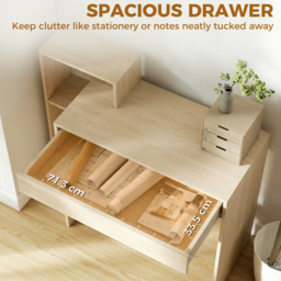HOMCOM Desk with Storage, Computer Desk with 3 Open Shelves and Drawer, Workstation, Computer Table, Natural - thumbnail 5