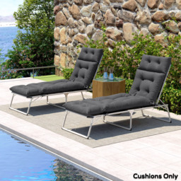 Outsunny Sun Lounger Cushions Only, 190x56x10cm Garden Lounge Chair Cushions Set of 2, Thick Sunbed Replacement Cushions with 6 Ties, Dark Grey - thumbnail 8