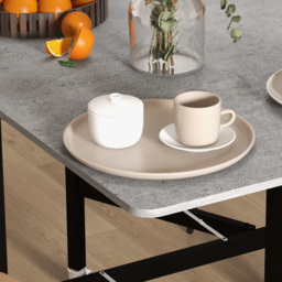 HOMCOM Drop Leaf Dining Table, Folding Kitchen Table with Metal Frame, Rolling Kitchen Dining Table for Small Spaces, Grey - Aosom UK - thumbnail 9