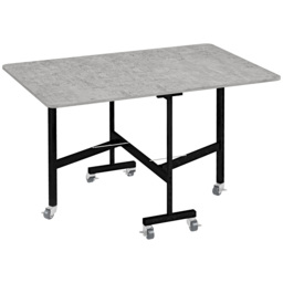HOMCOM Drop Leaf Dining Table, Folding Kitchen Table with Metal Frame, Rolling Kitchen Dining Table for Small Spaces, Grey - Aosom UK