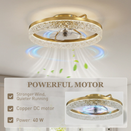 HOMCOM Ceiling Fan with Lights, Dimmable LED Mount Ceiling Fan Light with Remote App Control for Bedroom, Gold Tone - thumbnail 7