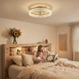 HOMCOM Ceiling Fan with Lights, Dimmable LED Mount Ceiling Fan Light with Remote App Control for Bedroom, Gold Tone - thumbnail 9