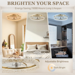 HOMCOM Ceiling Fan with Lights, Dimmable LED Mount Ceiling Fan Light with Remote App Control for Bedroom, Gold Tone - thumbnail 5