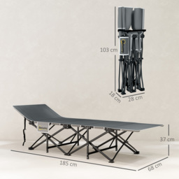 Outsunny 68cm Wide Folding Bed, Camping Cot for Adults with Mattress, Carry Bag, Storage Pocket, Max Load 150kg, Light Grey - thumbnail 3