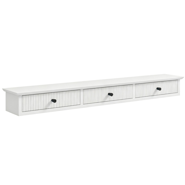 HOMCOM Shelf Wall-Mounted Storage Shelf Shelving Unit MDF 93 x 15 x 10 cm Entryway Kitchen Living Room, White - image 1