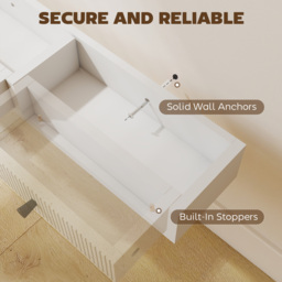 HOMCOM Shelf Wall-Mounted Storage Shelf Shelving Unit MDF 93 x 15 x 10 cm Entryway Kitchen Living Room, White - thumbnail 6