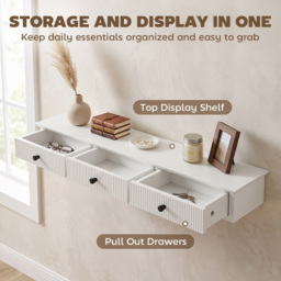 HOMCOM Shelf Wall-Mounted Storage Shelf Shelving Unit MDF 93 x 15 x 10 cm Entryway Kitchen Living Room, White - thumbnail 5