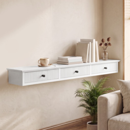 HOMCOM Shelf Wall-Mounted Storage Shelf Shelving Unit MDF 93 x 15 x 10 cm Entryway Kitchen Living Room, White - thumbnail 8