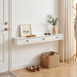 HOMCOM Shelf Wall-Mounted Storage Shelf Shelving Unit MDF 93 x 15 x 10 cm Entryway Kitchen Living Room, White - thumbnail 9