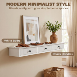 HOMCOM Shelf Wall-Mounted Storage Shelf Shelving Unit MDF 93 x 15 x 10 cm Entryway Kitchen Living Room, White - thumbnail 7