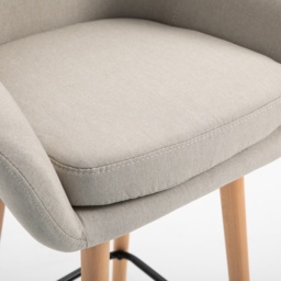 HOMCOM Bar Kitchen Stools Set of 2, Modern Upholstered Seat, Metal Frame, Solid Wood Legs Living Room Dining Room Fabric Furniture, Cat Scratch Anti, Beige - Aosom UK - thumbnail 9