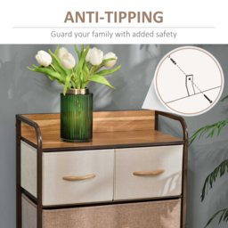 HOMCOM 5-Drawer Dresser Tower 3-Tier Storage Organizer with Steel Frame Wooden Top for Bedroom Hallway Closets - thumbnail 7