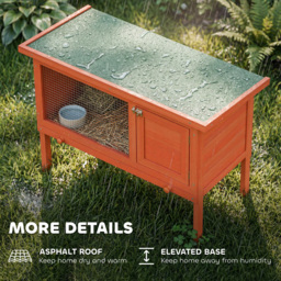 PawHut Wooden Rabbit Hutch, Guinea Pig Hutch with Asphalt Roof, Outdoor Elevated Bunny House for Rabbits, Chinchillas - thumbnail 7