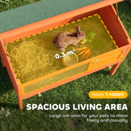 PawHut Wooden Rabbit Hutch, Guinea Pig Hutch with Asphalt Roof, Outdoor Elevated Bunny House for Rabbits, Chinchillas - thumbnail 4