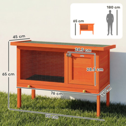 PawHut Wooden Rabbit Hutch, Guinea Pig Hutch with Asphalt Roof, Outdoor Elevated Bunny House for Rabbits, Chinchillas - thumbnail 3